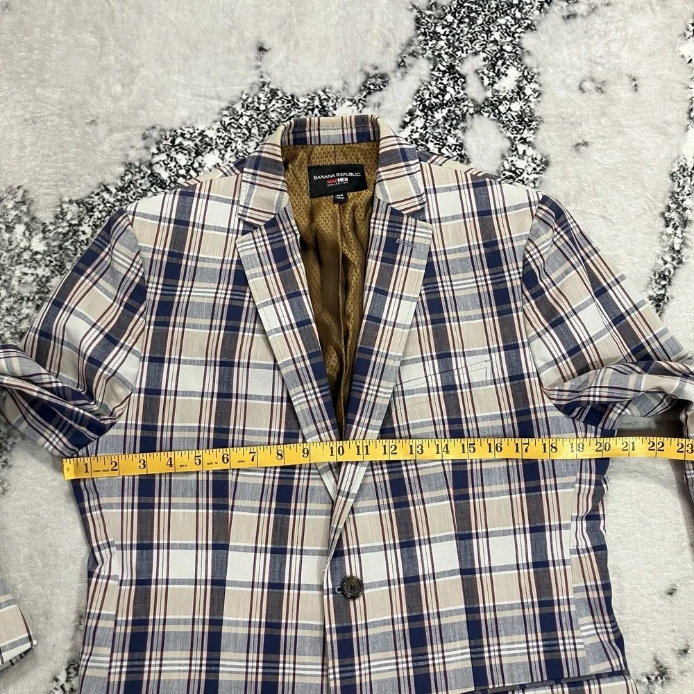 Banana Republic Mad Men Collection Mens 40R Plaid Two Button Blazer Sport Coat